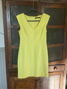 Black Halo Bright Yellow Fitted Summer  Dress 6